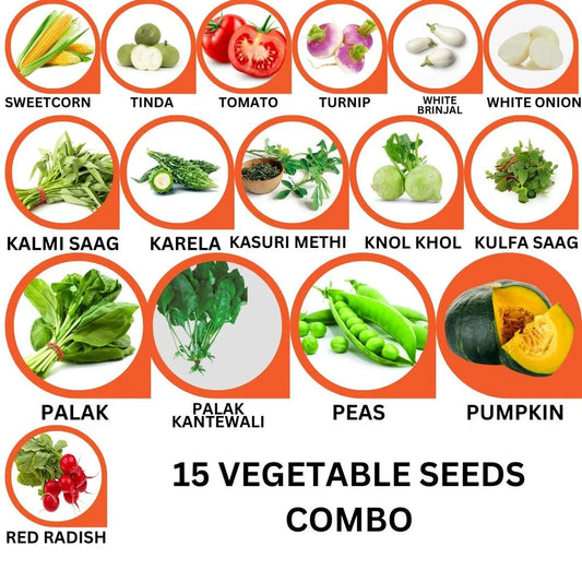 15 Varieties of Vegetable Seeds Combo -Vegetable Seeds Combo Pack
