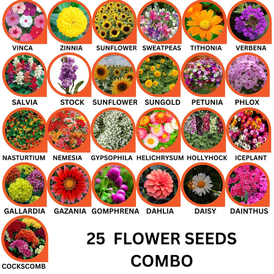25 Flower Seeds Combo Pack - Flower Seeds Combo Pack