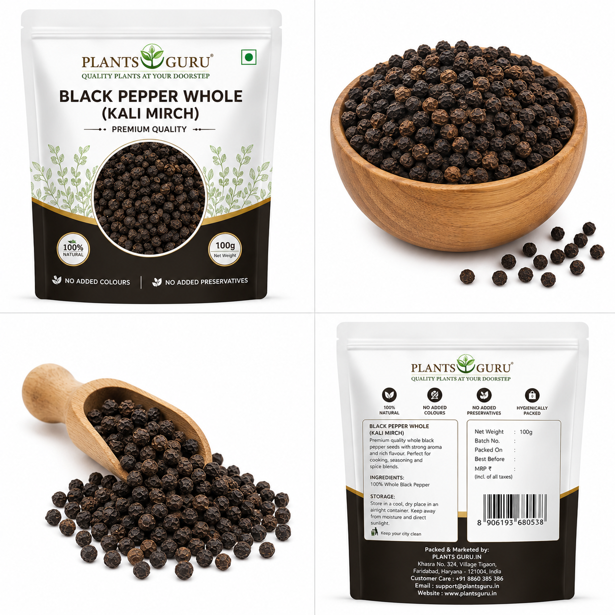 Plants Guru Black Pepper Whole (Kali Mirch) – 100g-Spices