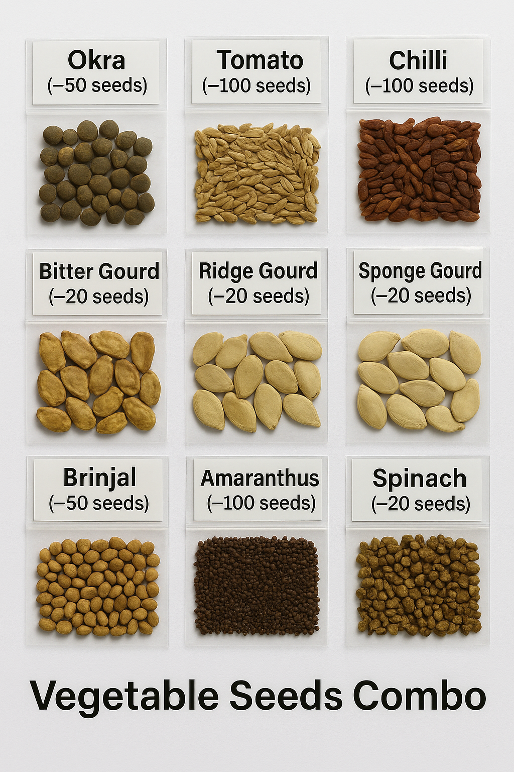 Premium Vegetable Seeds Combo – 9 in 1 Kitchen Garden Pack - Vegetable Seeds