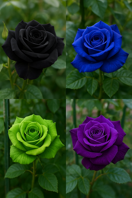🌹 Black, Blue, Green & Purple Mixed Climbing Rose Combo (60 Seeds) – Exotic Rare Rose Collection( Growing Guide Free) - Flower Seeds